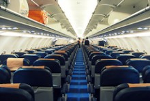 The empty isle of an airliner