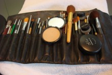 Make-up brushes laid out