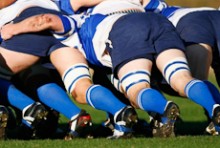 Rugby players in a scrum