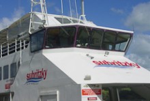 The bow of a large ship