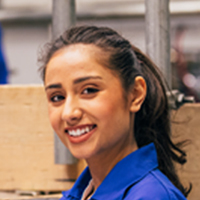 Woman smiles at camera